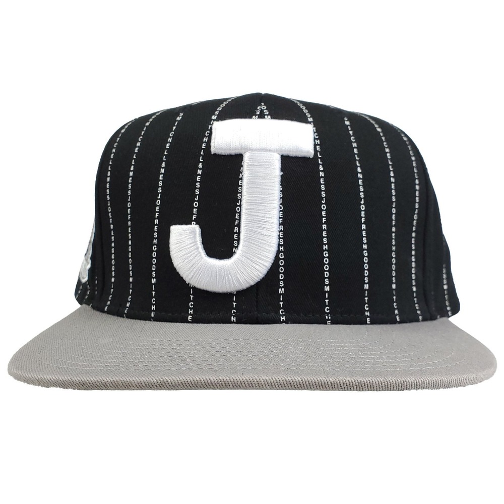 Joe Fresh Goods Mitchell & Ness Snapback Hat‎ Cap 3D Logo Black White Stripe New